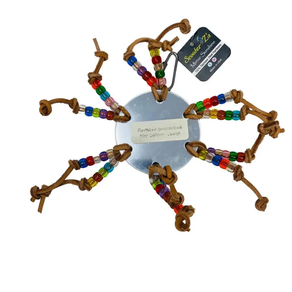 Scooter Z's Mirror Sunshine Bird Toy With Beads on Leather